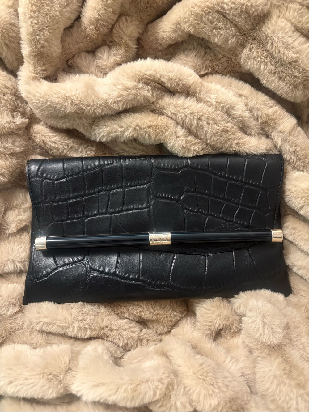 Diane Von Furstenberg Croc Embossed 440 Envelope Clutch